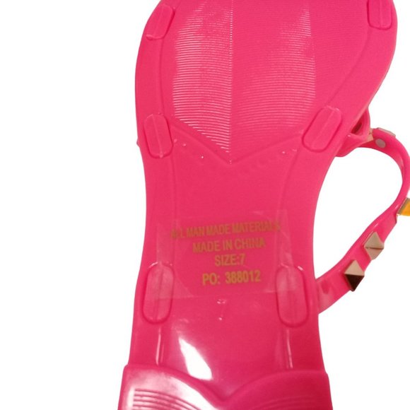 Charlotte Russe Women's NEW Pink Gold Studded Jelly Slip-On Flat Strap Sandal 7 - Picture 11 of 12